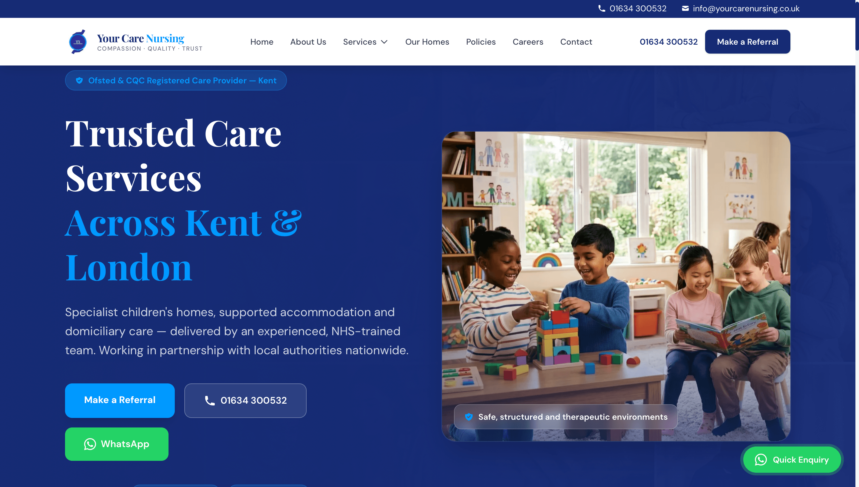 Your Care Nursing website screenshot